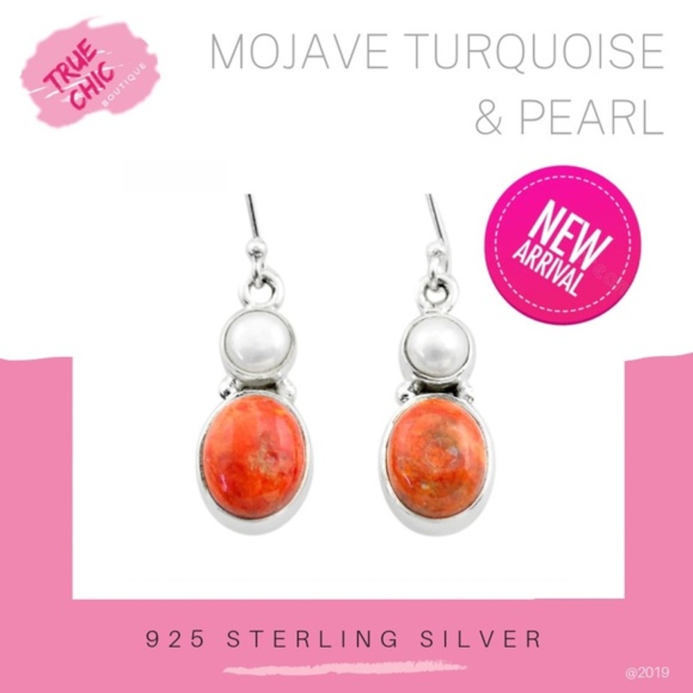 Orange Mojave Turquoise Dangle Earrings